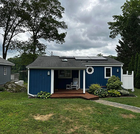 Freshly painted blue Connecticut home